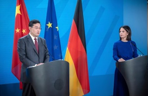 Από τη χθεσινή συνάντηση των υπουργών Εξωτερικών Κίνας και Γερμανίας