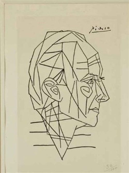 Picasso, «Πορτρέτο του Πωλ Ελυάρ», 1956, Λιθογραφία (24,5 x 16 cm)