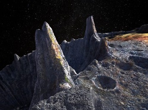 Ετσι φαντάστηκε ο καλλιτέχνης τμήμα του χείλους του μεγαλύτερου κρατήρα του αστεροειδούς Ψυχή