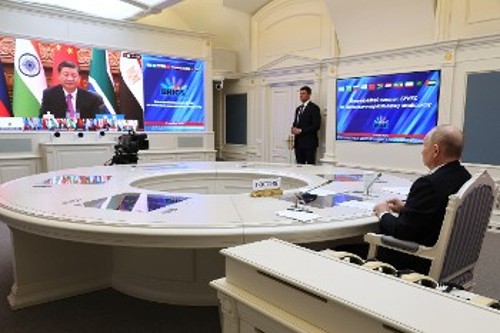 Από τη χτεσινή τηλεδιάσκεψη των ηγετών της BRICS