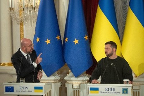 Από τη συνάντηση του Β. Ζελένσκι με τον πρόεδρο του Ευρωπαϊκού Συμβουλίου την Τρίτη στο Κίεβο