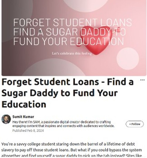 «Ξεχάστε τα φοιτητοδάνεια. Βρείτε έναν sugar daddy να χρηματοδοτήσει την εκπαίδευσή σας»