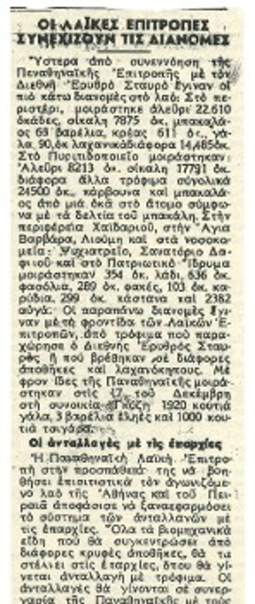 «Οι Λαϊκές Επιτροπές συνεχίζουν τις διανομές»
