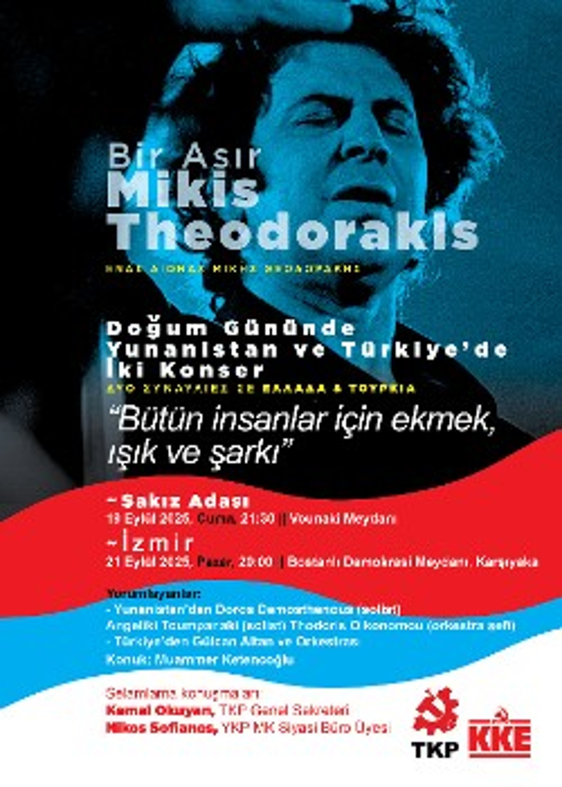 Η αφίσα στην τούρκικη γλώσσα, με τους ομιλητές στη Σμύρνη