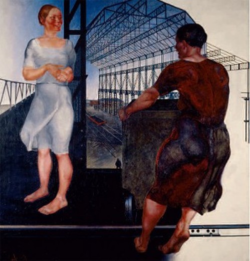 «Κατασκευάζοντας νέα εργοστάσια», Alexander Deineka, λάδι σε καμβά, 1926