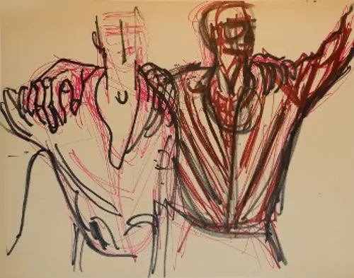 Προσχέδια του έργου «1η Μάη 1944», φιλοτεχνημένου το 1966 και αφιερωμένου στους 200 εκτελεσμένους κομμουνιστές