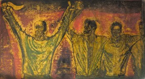 Δύο παραλλαγές του εκτελεσμένου έργου: Η πρώτη βρίσκεται στην Εθνική Πινακοθήκη, η δεύτερη στο Μουσείο Νεοελληνικής Τέχνης Ρόδου