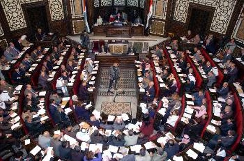 Αποψη της συριακής Βουλής κατά τη συζήτηση του πορίσματος του ΟΗΕ