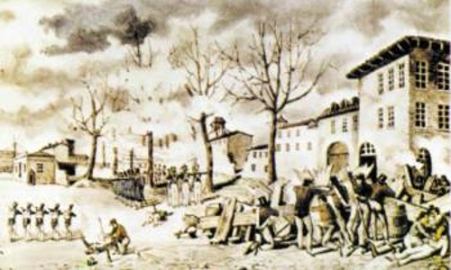 Σκηνή από την εξέγερση των εργατών στο Παρίσι, το 1848