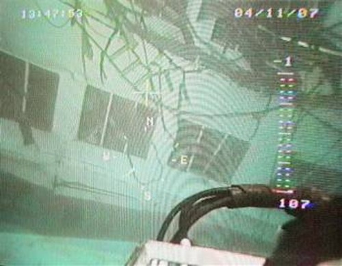 Εικόνα του ναυαγίου μέσα από το ερευνητικό σκάφος κατά τη χτεσινή κατάδυση