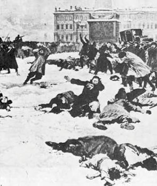 Η διαδήλωση των εργατών της Πετρούπολης της 9ης Γενάρη του 1905, που πνίγηκε στο αίμα (50 νεκροί).