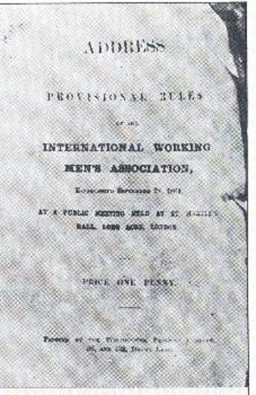 Η πρώτη έκδοση της Διακήρυξης και του Καταστατικού της Α' Διεθνούς