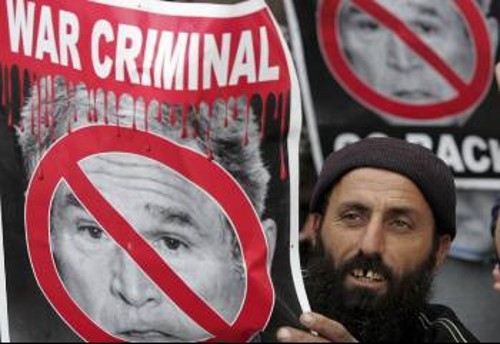Από τις διαδηλώσεις ενάντια στην πρόσφατη επίσκεψη Μπους στην Παλαιστίνη