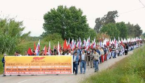 Από το παμπελοποννησιακό συλλαλητήριο του ΠΑΜΕ στη Μανωλάδα, το Μάη του 2008