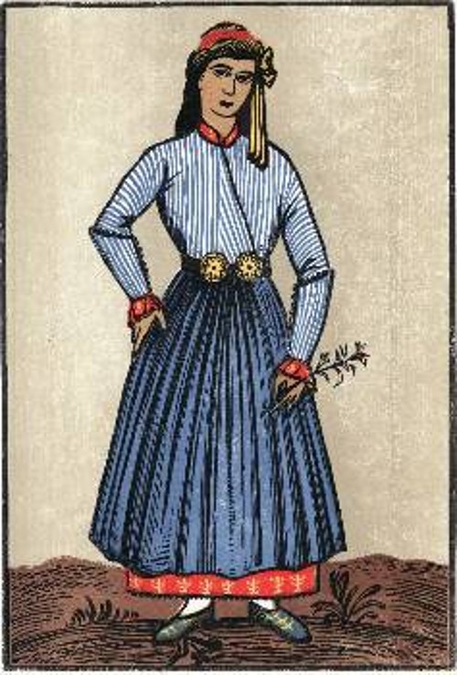 «Πηλειορίτισσα», έγχρωμη ξυλογραφία