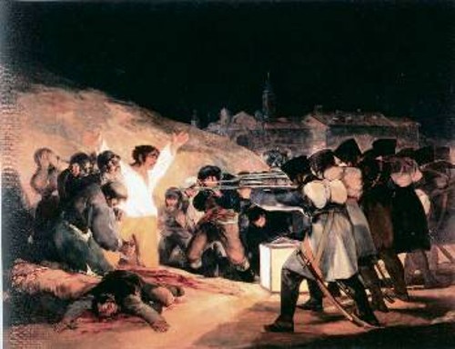 «Οι εκτελέσεις της 3ης Μάη 1808». Ζωγραφίστηκε από τον Γκόγια το 1814 και αποτελεί ύμνο στον πατριωτισμό των Ισπανών κατά των εισβολέων