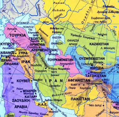 Ο χάρτης της ευρύτερης περιοχής της Ευρασίας