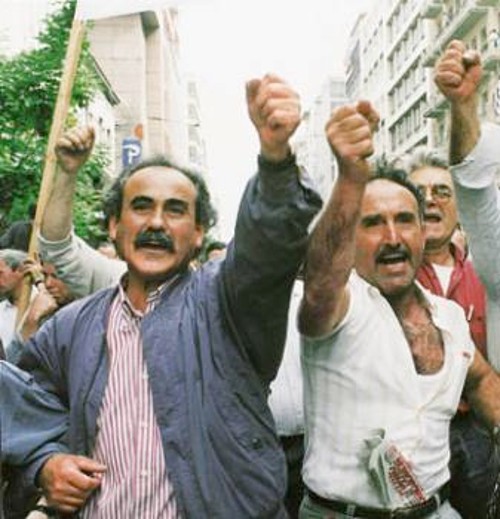 Πορεία οικοδόμων το 1996