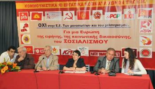 Κοινή συνέντευξη του ΚΚΕ, του Ουγγρικού Κομμουνιστικού Εργατικού Κόμματος και του ΚΚ των Λαών της Ισπανίας στην Αθήνα για την παρουσίαση της Κοινής Διακήρυξης για τις Ευρωεκλογές των 21 Κομμουνιστικών και Εργατικών Κομμάτων χωρών της ΕΕ