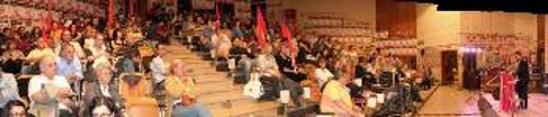 Αποψη από το ακροατήριο, την ώρα της ομιλίας στο Πολυτεχνείο της Ξάνθης