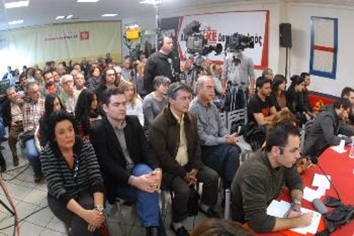 Στιγμιότυπο από τη χτεσινή συνέντευξη Τύπου
