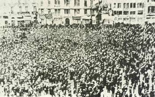 Θεσσαλονίκη 9 Μάη 1936.Μεγάλη διαδήλωση διαμαρτυρίας για την άγρια δολοφονία των εργατών