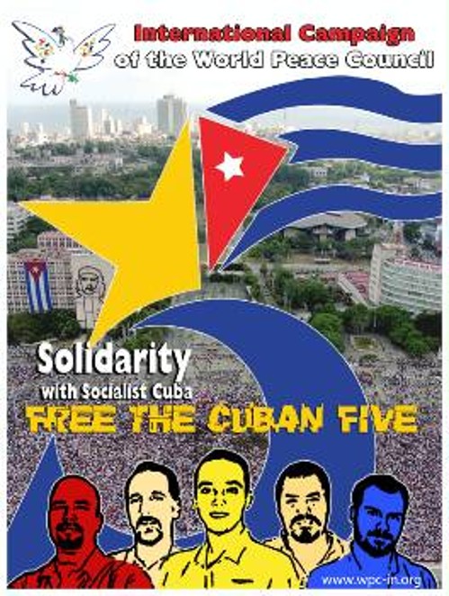 Η αφίσα του Παγκόσμιου Συμβουλίου Ειρήνης για την απελευθέρωση των «5»