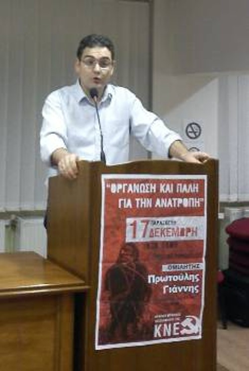 Ο Γ. Πρωτούλης στο βήμα της εκδήλωσης στη Θεσσαλονίκη