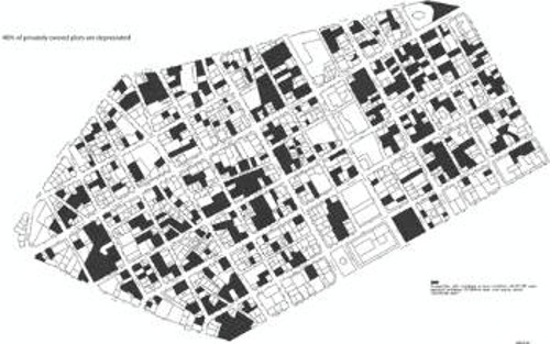 Με σκούρο χρώμα είναι το 46% των ιδιωτικών περιουσιών της περιοχής Κεραμεικού - Μεταξουργείου που αποτελείται από κενά οικόπεδα ή υποβαθμισμένα κτίρια. Ολόκληρα τετράγωνα που τα ορέγονται μεγάλα συμφέροντα