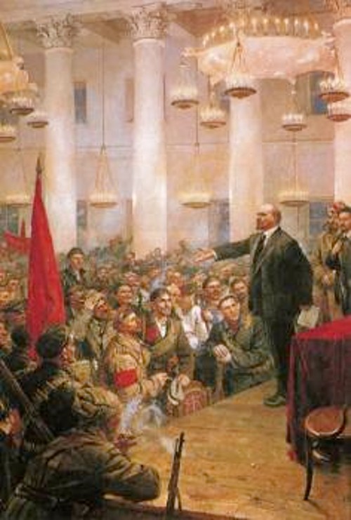 «Η ομιλία του Β. Ι. Λένιν στο 2ο Πανρωσικό Συνέδριο των σοβιέτ» (λεπτομέρεια του πίνακα του Β. Σερόφ)