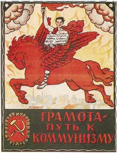«Η γνώση δείχνει το δρόμο προς τον κομμουνισμό».Αφίσα του 1920