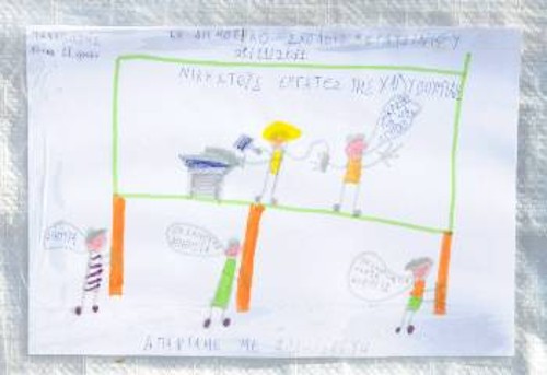 Μικρά παιδιά «ζωγραφίζουν» τον αγώνα των χαλυβουργών, αντλούν μαθήματα αγώνα ως αυριανοί εργάτες