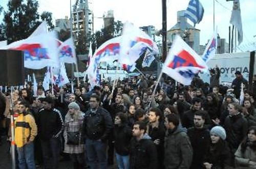 Στιγμιότυπο από την προχτεσινή εκδήλωση για τις 100 μέρες απεργίας