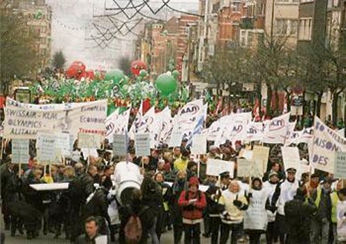 Διαμαρτυρία εργαζομένων στις Βρυξέλλες κατά αποφάσεων της Συνόδου Κορυφής του Λάακεν