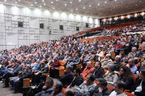 Στιγμιότυπο από τη χτεσινή εκδήλωση. Στο βήμα ο Δ. Γόντικας