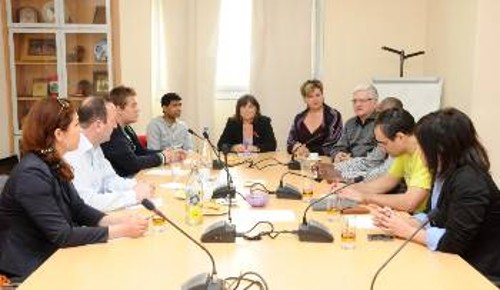 Από τις συναντήσεις των συνδικαλιστών του Συνδικάτου Μεταναστών Εργατών από τη Ρωσία με το ΠΑΜΕ και την ΠΣΟ