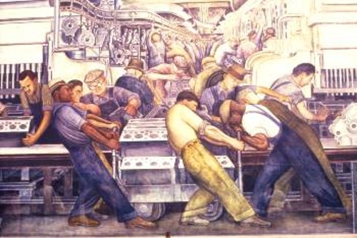 Λεπτομέρεια από τοιχογραφία του Ριβιέρα στο Ινστιτούτο Τεχνών του Ντιτρόιτ