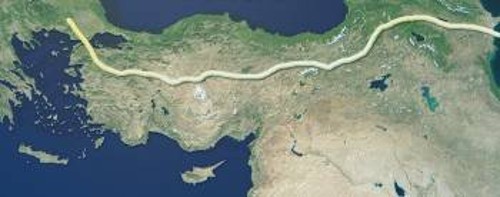 Απεικόνιση του αγωγού ΤΑΝΑΡ, που θα διέρχεται την Τουρκία για να τροφοδοτήσει με αέριο τον ΤΑΡ