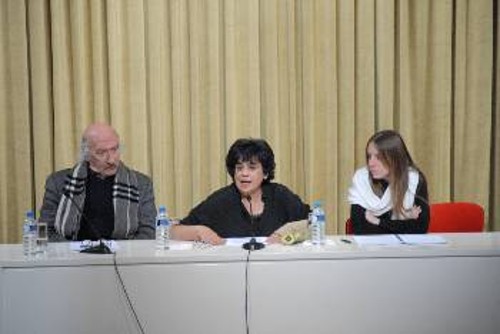 Από αριστερά: ο Β. Κολοβός, η Ελ. Μηλιαρονικολάκη και η Ν. Σακιώτη