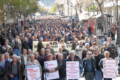 Η πορεία των συνταξιούχων στην οδό Αθηνάς