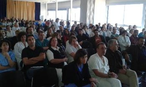 Στιγμιότυπο από τη χτεσινή συνέλευση του «Ευαγγελισμού»