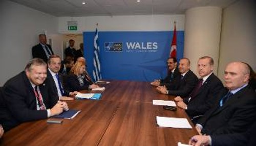 Από τη συνάντηση αντιπροσωπειών των κυβερνήσεων Ελλάδας - Τουρκίας το Σεπτέμβρη του 2014 στην Ουαλία, στο πλαίσιο της Συνόδου του ΝΑΤΟ