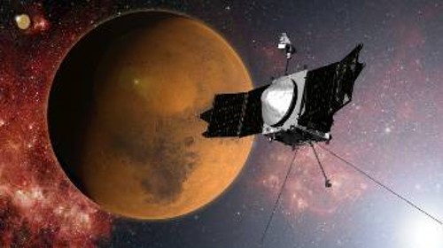 Καλλιτεχνική απεικόνιση της αμερικανικής αποστολής MAVEN στον Αρη