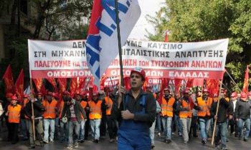 Από τη συμμετοχή των οικοδόμων στο πανελλαδικό συλλαλητήριο της 1ης Νοέμβρη