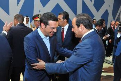 Ο Α. Τσίπρας με τον Πρόεδρο της Αιγύπτου Αλ Σίσι