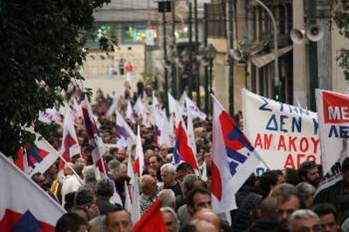 Από το συλλαλητήριο του ΠΑΜΕ στην Αθήνα την περασμένη Παρασκευή