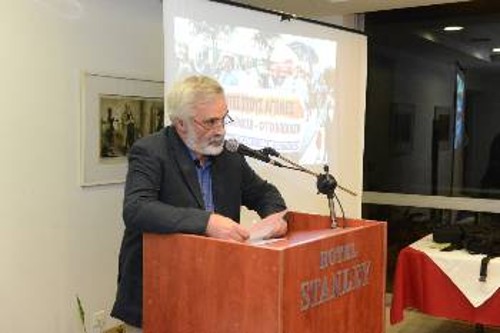 Στο βήμα ο Γ. Ντουνιαδάκης, υποναύαρχος ε.α., μέλος της ΚΕΘΑ