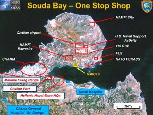 Χάρτης του ΝΑΤΟικού ΚΕΝΑΠ για τις υποδομές που φιλοξενούνται στην ευρύτερη περιοχή της Σούδας