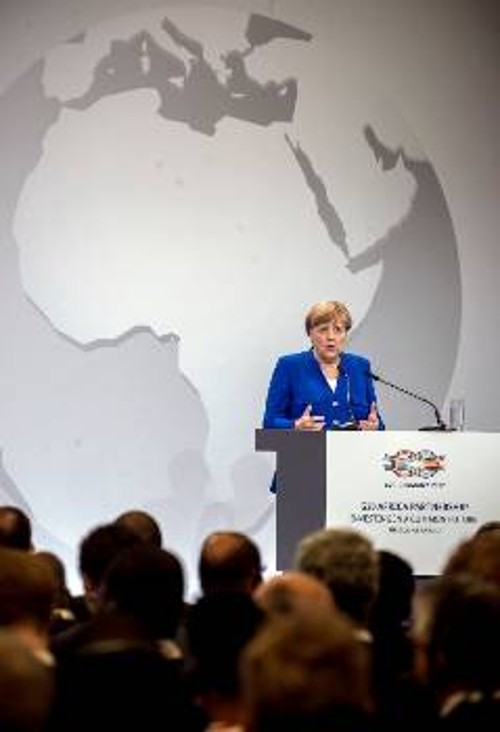Η Α. Μέρκελ μιλά στο συνέδριο που έγινε την περασμένη βδομάδα στο Βερολίνο