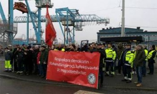 Από περσινή κινητοποίηση σε απεργία λιμενεργατών στο Γκέτεμποργκ